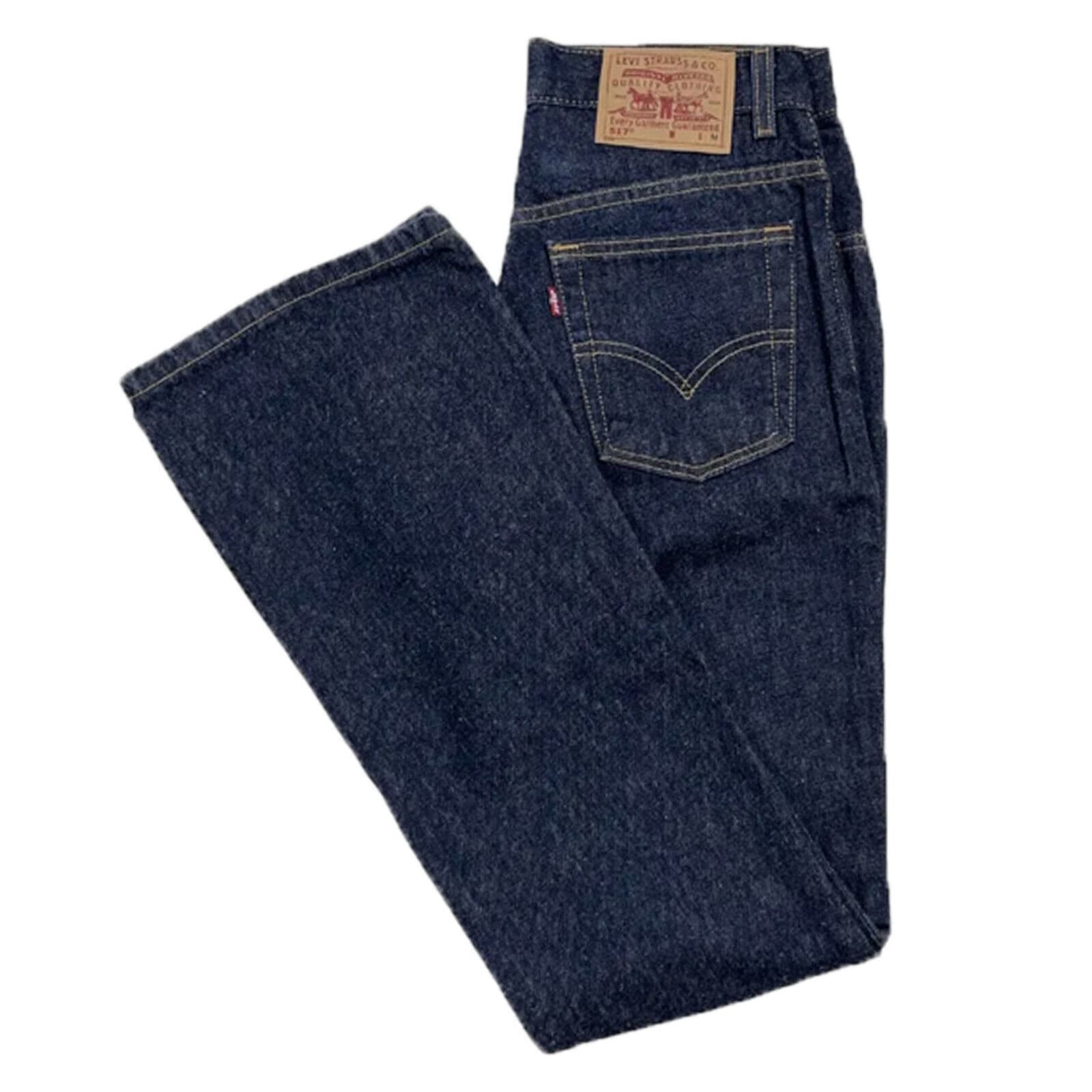 Levis 517 Boot Cut Retro Vintage Style Denim Blue Jeans Slim Fit JR Girls Womens 2