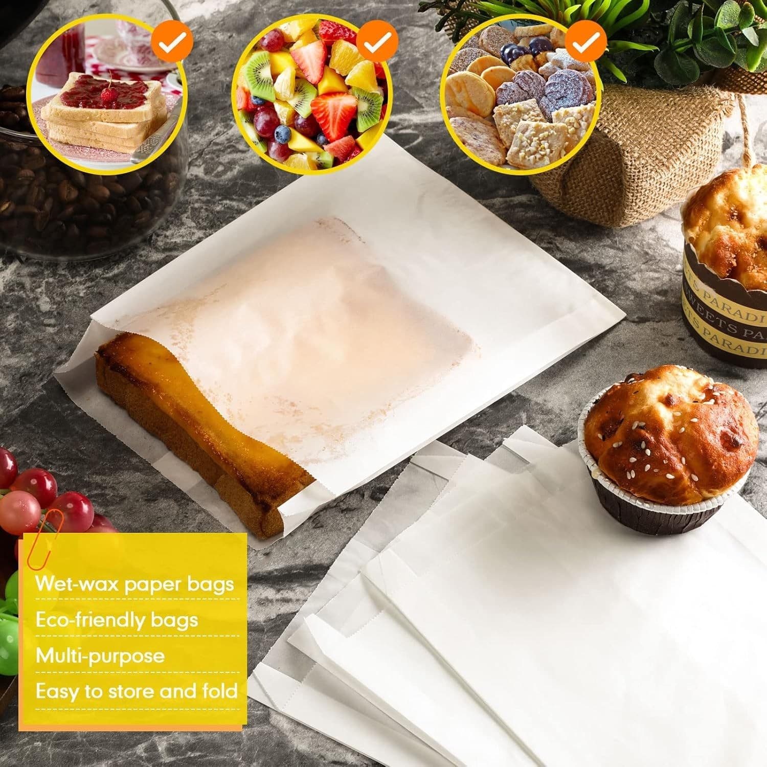 Zubebe 1200-pack paper sandwich bags, 7 x 6 x 1 inches 3