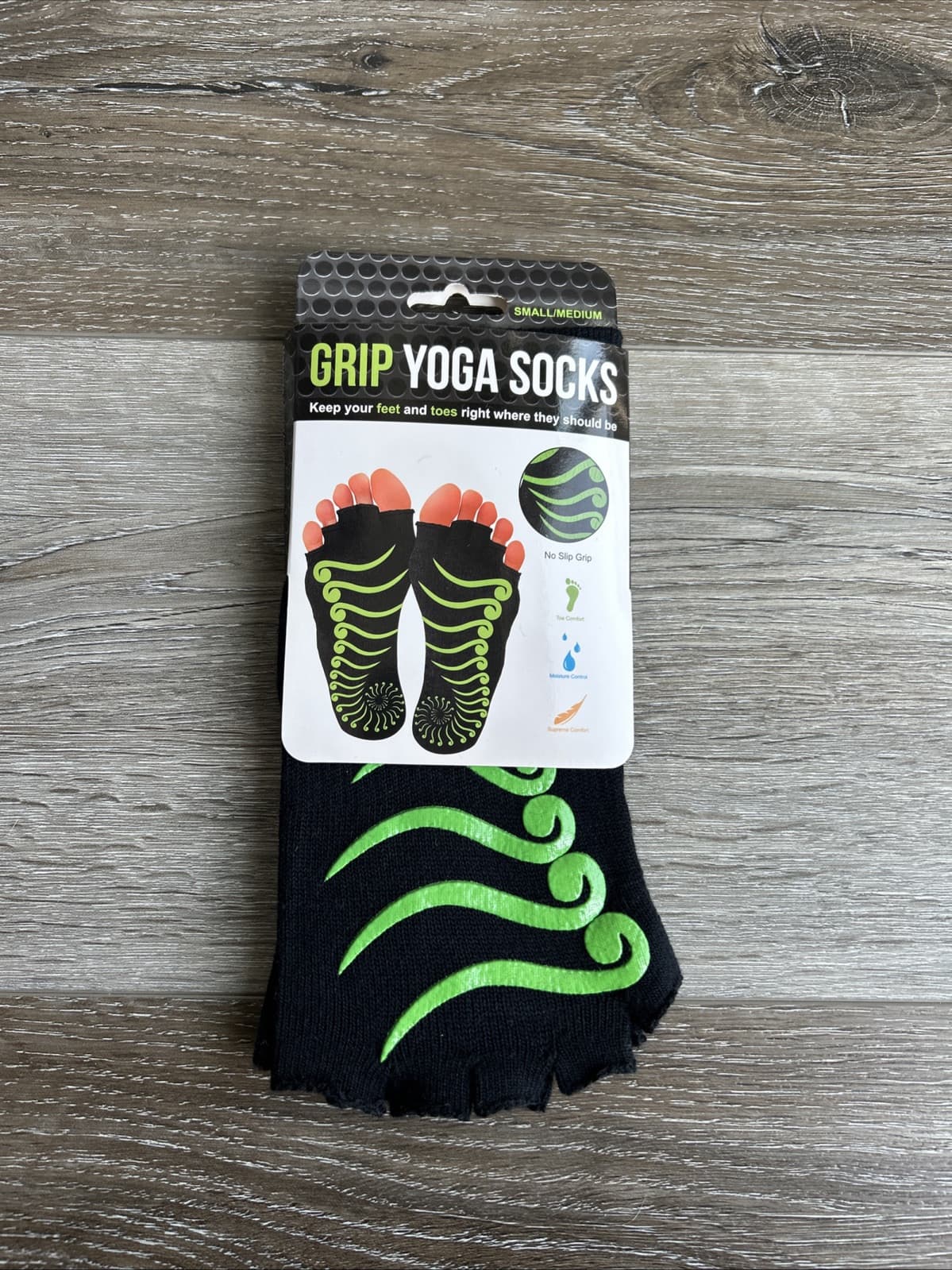 Toeless Yoga Socks Small/Medium Grey Black Women 5-10 Men 4-9