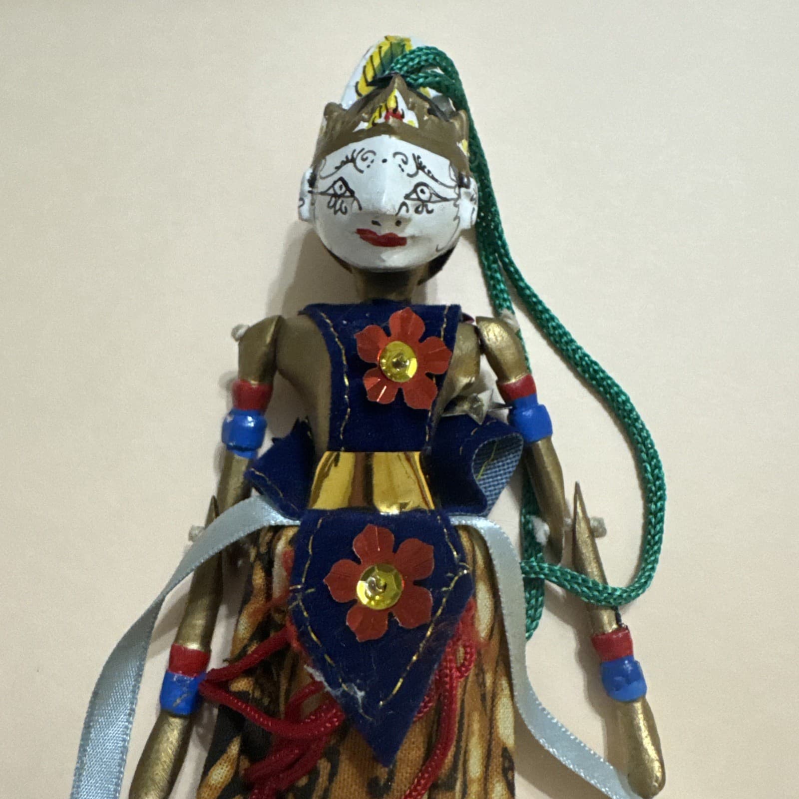 VTG Indonesian Rod Puppet Wayang Golek Java Shadow Hand Carved Wooden Doll 6” 3