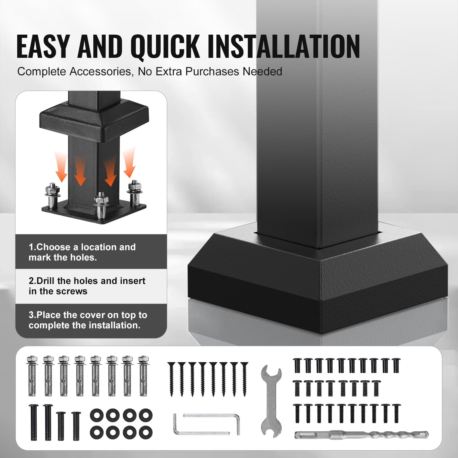 Uimoso 2-3 Step Handrails Outdoor Stair Railing for Porch Deck Black Retro Arch 4