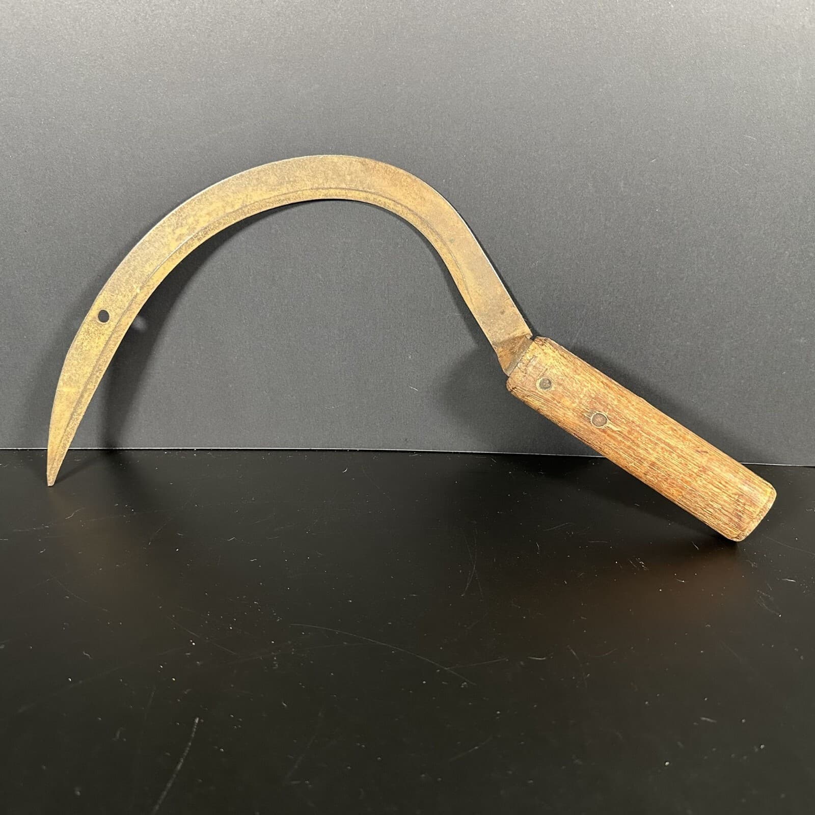 Vintage Hand SICKLE Wood Handle Farm Cropping Tool Garden Knife Scythe