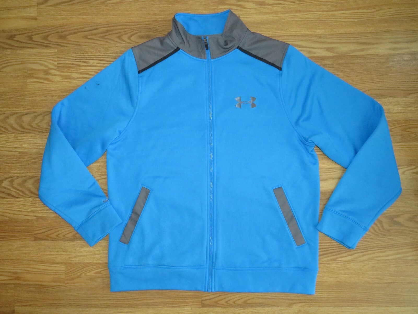 UNDER ARMOUR 'STORM' men's LARGE Fleece Jacket  THICK ~ turquoise blue 2