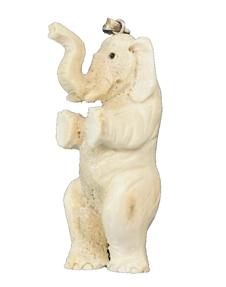 Bali Indie Custom Carved Bone Shed  ELEPHANT Figurine Figure KEYCHAIN Charm