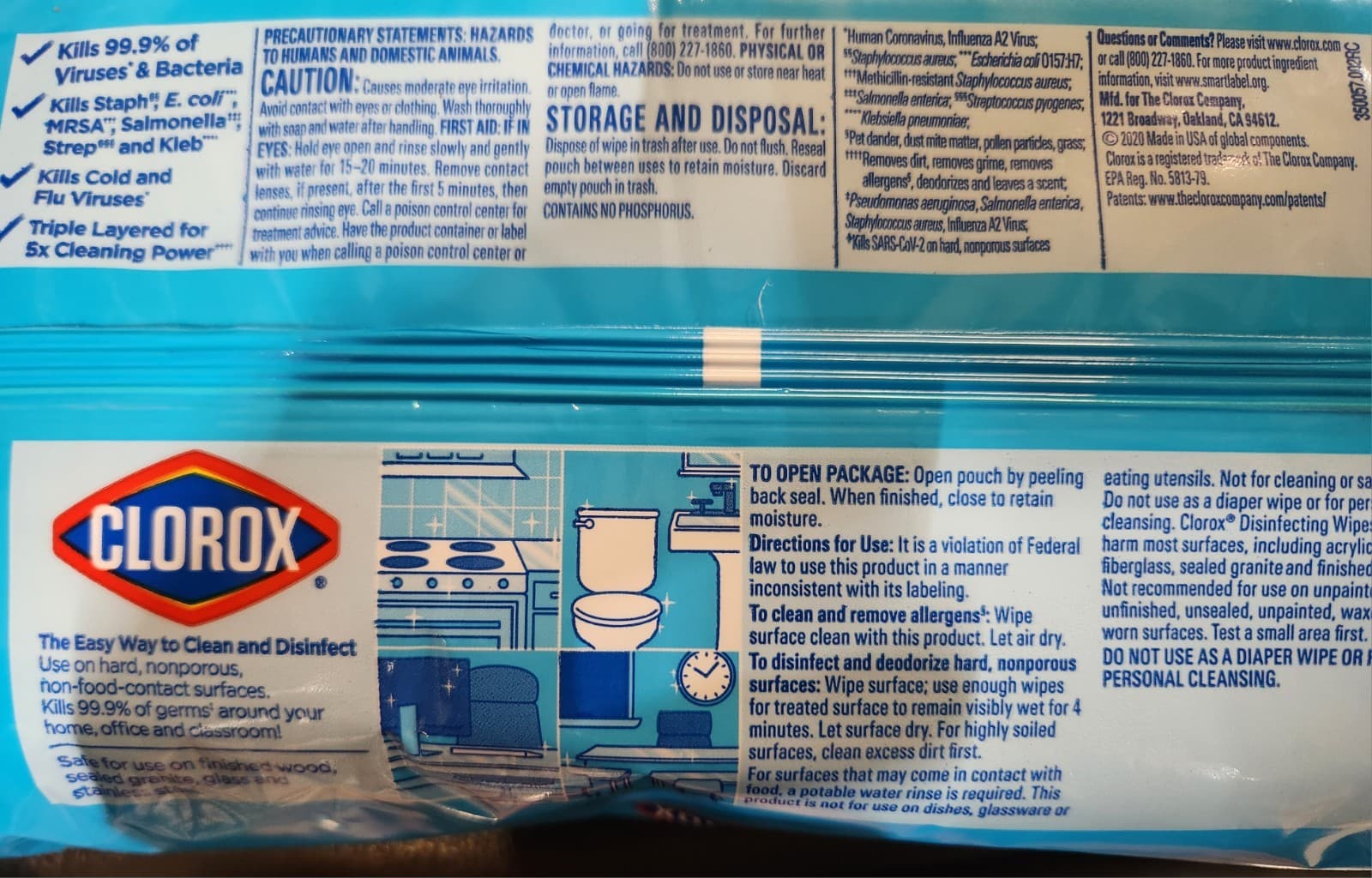 6 Pack Case Clorox Disinfecting Wipes 75ct 450 Total Fresh Scent Kills 99.9% B4 2