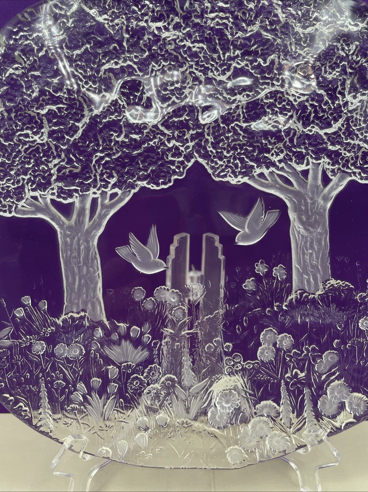 MIKASA TRUE LOVE 14.5” ROUND SERVING PLATTER CLEAR GLASS VINTAGE Heavy LN 3