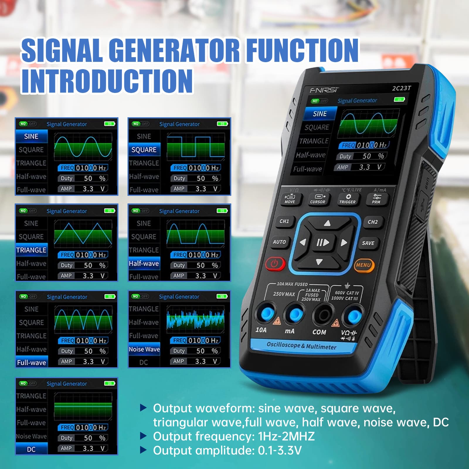3IN1 Handheld Oscilloscope Digital Display Multimeter Function Signal Generator 4