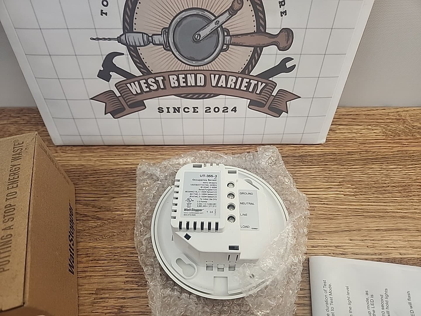 WATT STOPPER UT-355-3 ULTRASONIC CEILING OCCUPANCY SENSOR 2000 FT COVERAGE 5