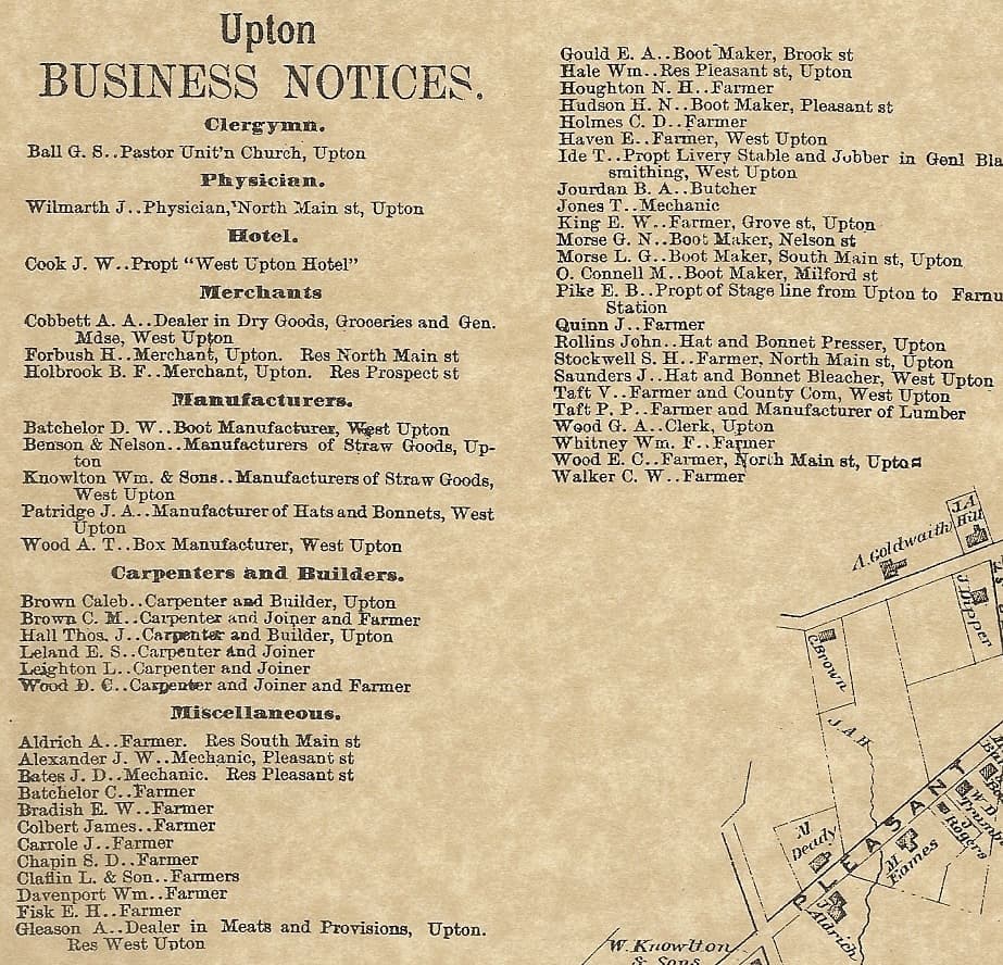 Upton Hopedale Milford MA 1870 Maps with Homeowners Names Shown 5