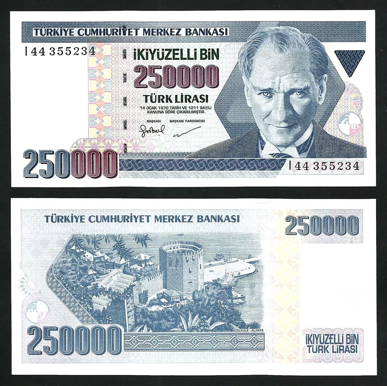 TURKEY 7.th EMISSION 1982-2002, UNC SET, 12 PCS, 10 TO 1 MILLION 4