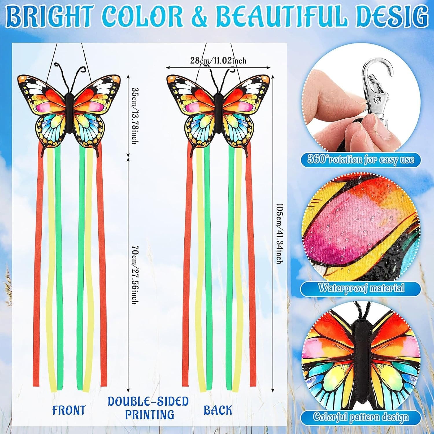 Butterfly Windsock for outside Heavy Duty Wind Socks Spring Summer Durable Outdo 2