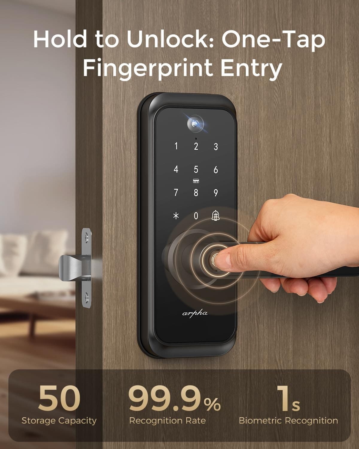 LNDU Keyless Smart Door Lock Fingerprint Wi-Fi APP Video Camera 2-Way Audio IP65 3
