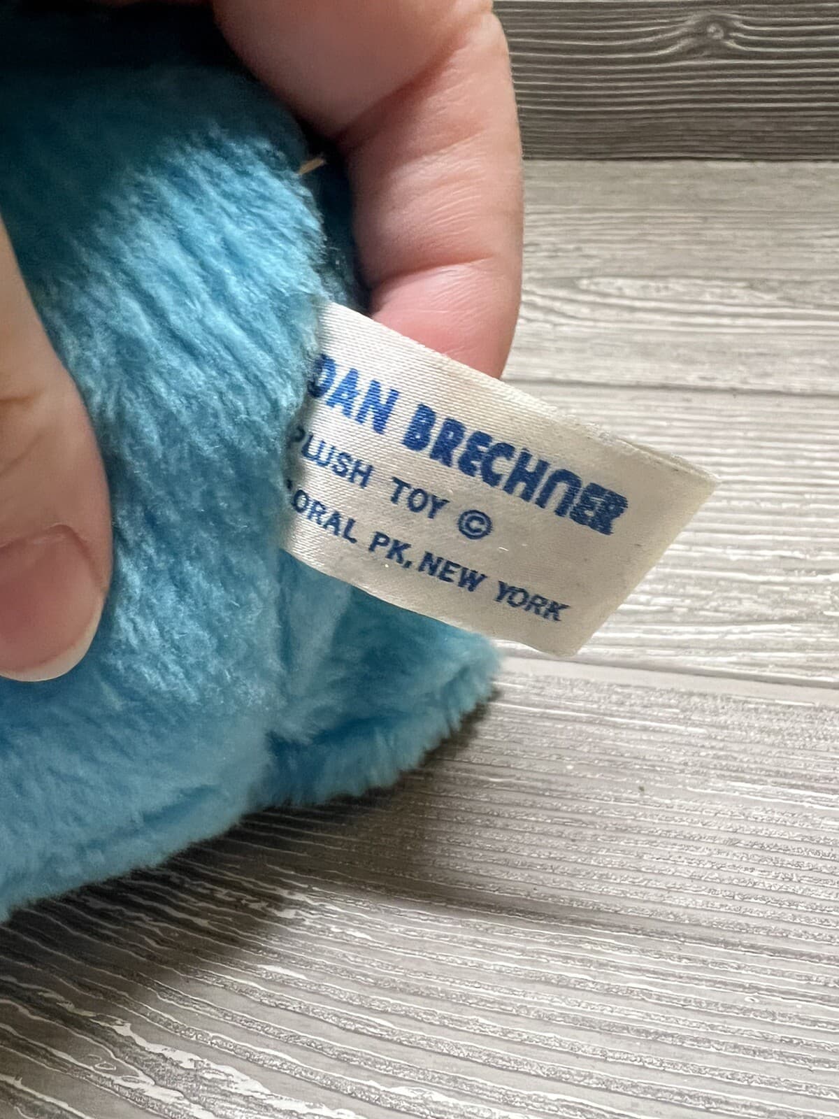 Vintage Blue Bear Critter Plush with Pom Pom Nose & Belly Button Carnival Style 5