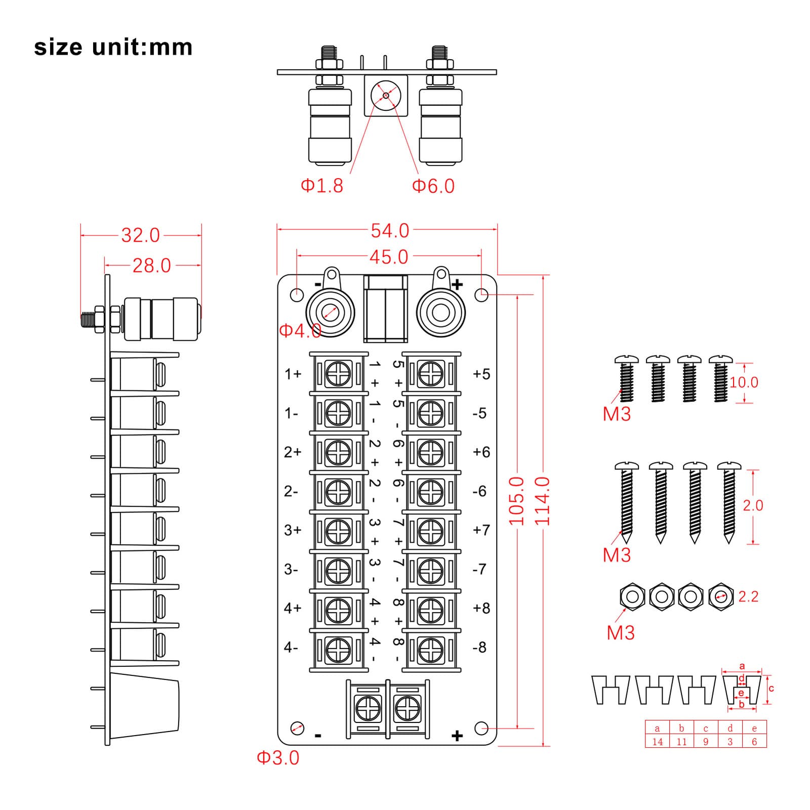 Evemodel Distribution Module 20A Power Distributor 3 Inputs 8 Pairs Outputs 5