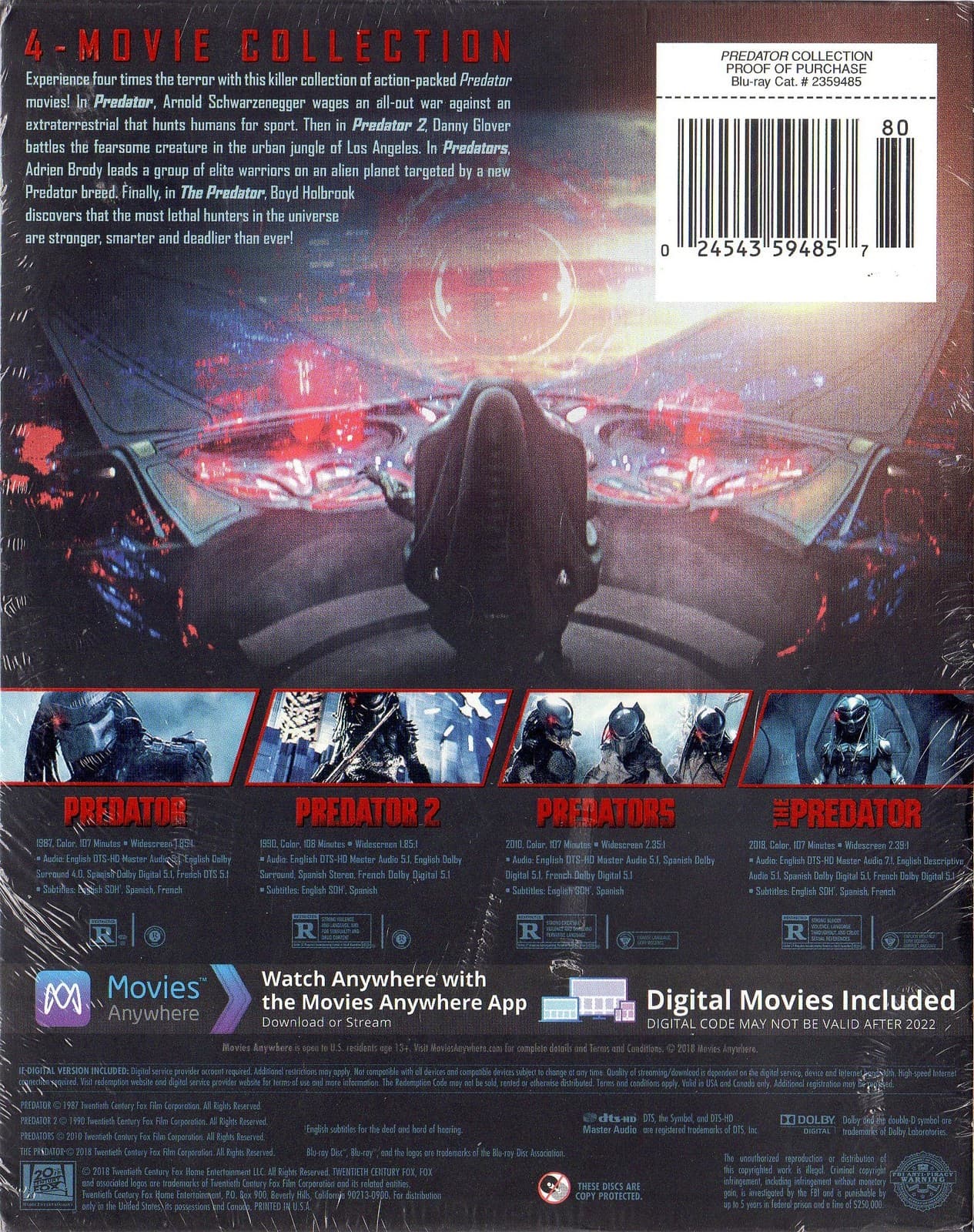 Predator 4-Movie Collection (Blu-ray + Digital) NEW 3