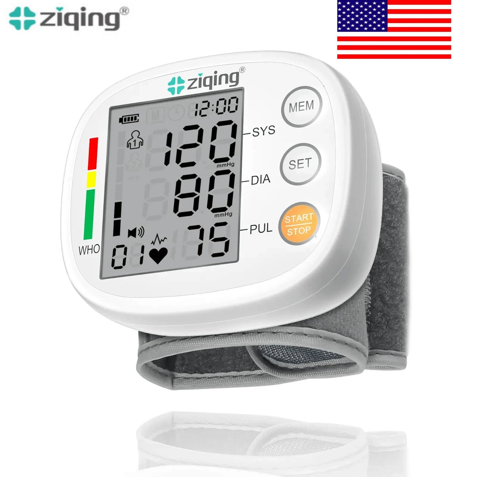 Ziqing Wrist Blood Pressure Monitor Medical Blood Pressure Monitor US