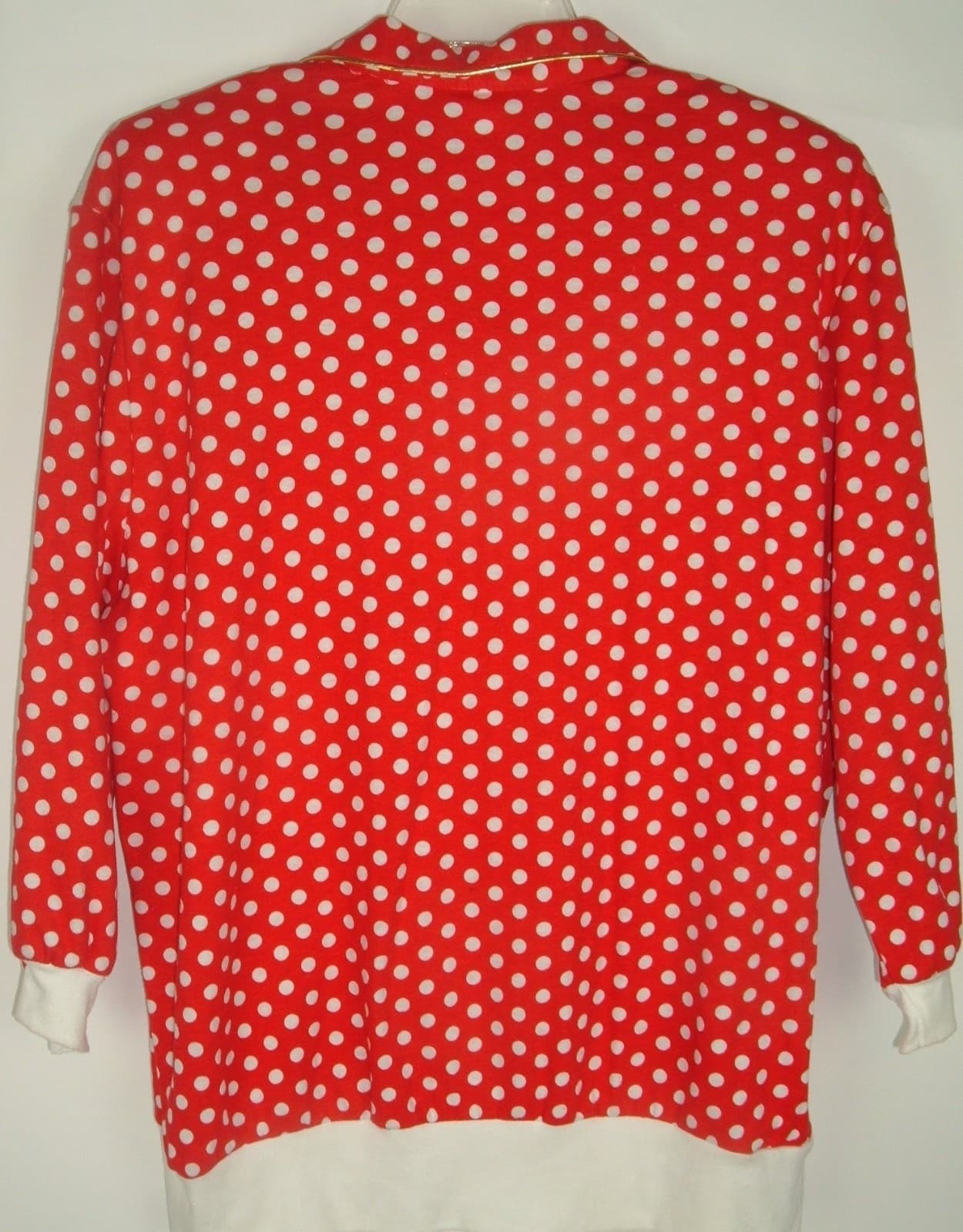 Vtg Top Jefferey B for Jessport Red White polka dot popover mod Blouse Sz L NOS 5