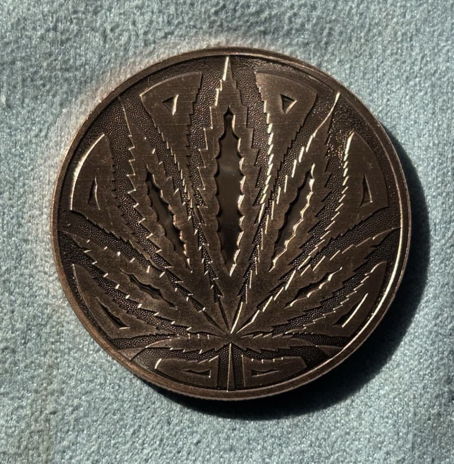 1 oz .999 Copper Round - Medical Marijuana - Cannabis - 420 Blunt Weed Design