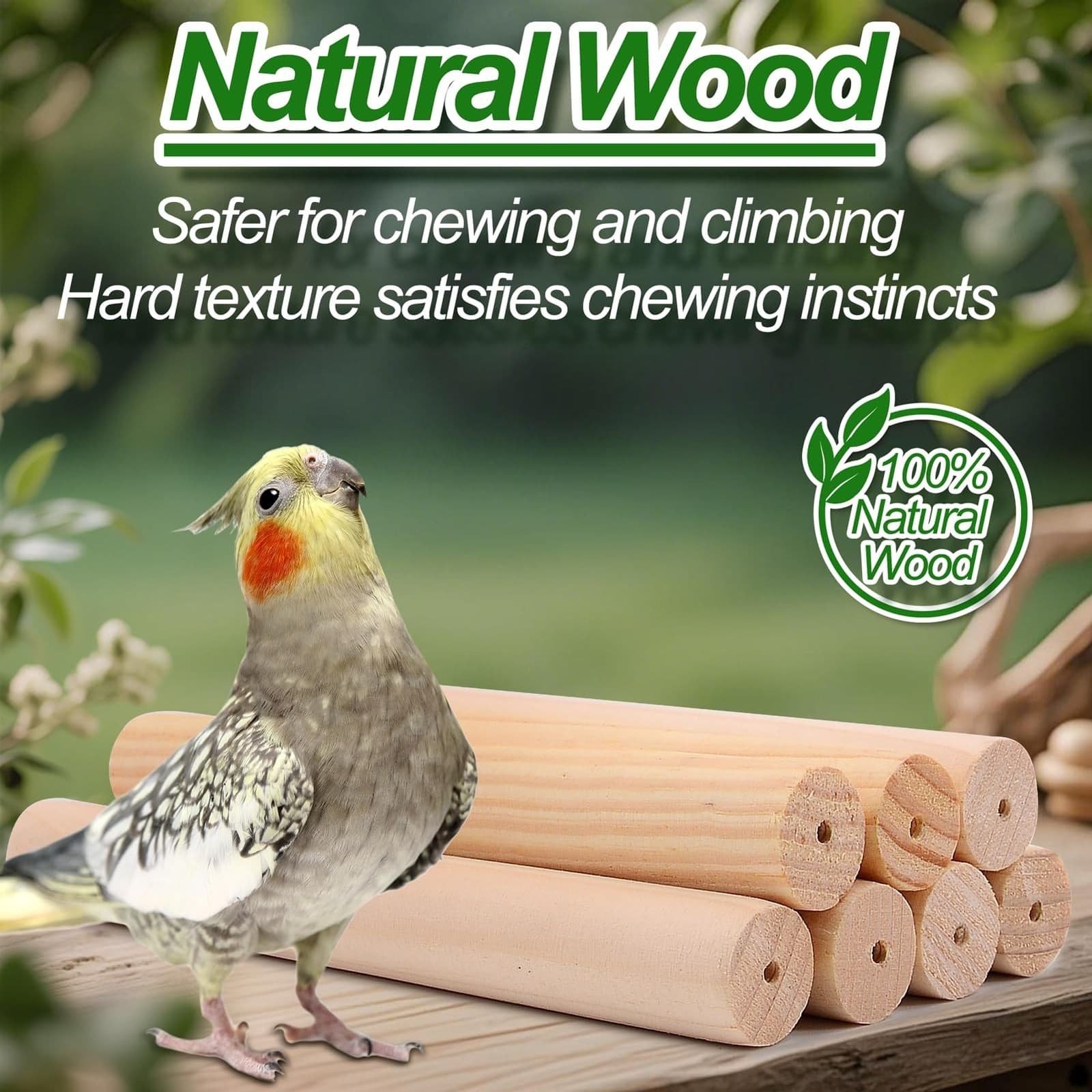 Wooden Bird Parrots Playground, Bird Perch Stand, with Bird Ladder Chewing To... 6