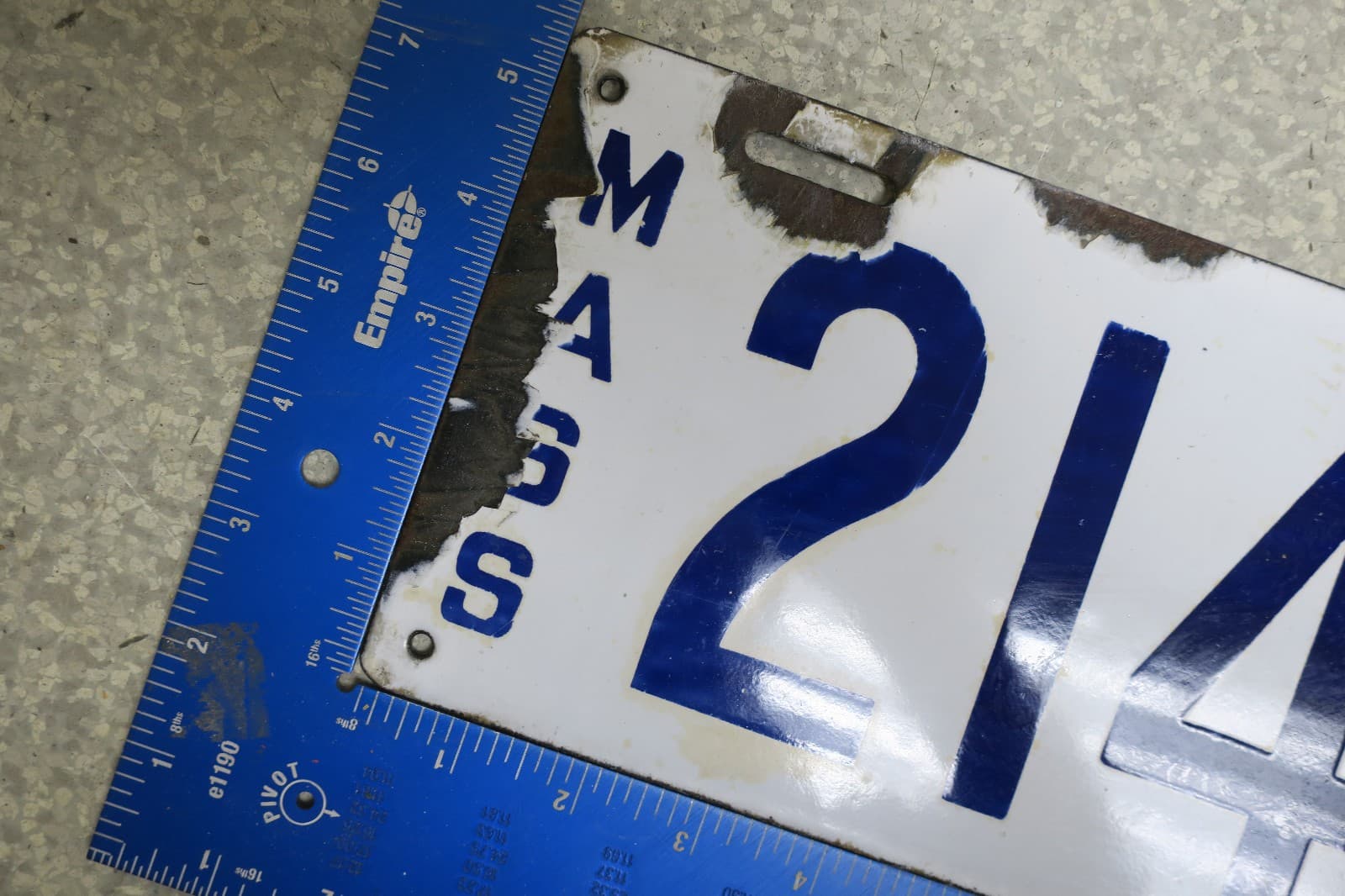 Massachusetts Porcelain 1912 License Plate Tag Ma # Mass Three Digit #214 (AYCF) 2