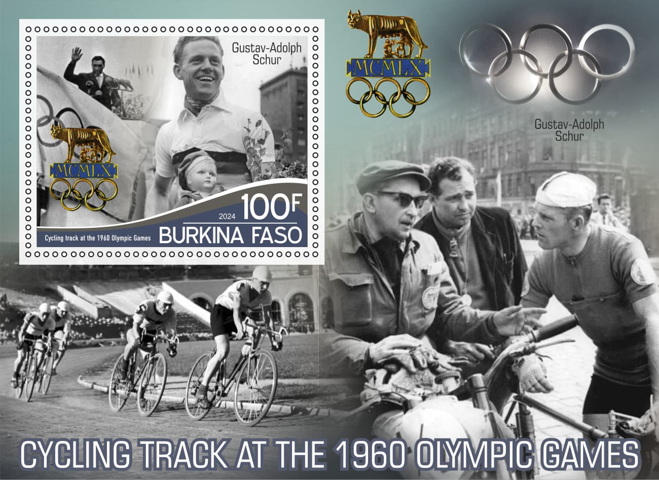 Stamps .Olympics Games Cycling 8 sheets perforated NEW 2024 year 6