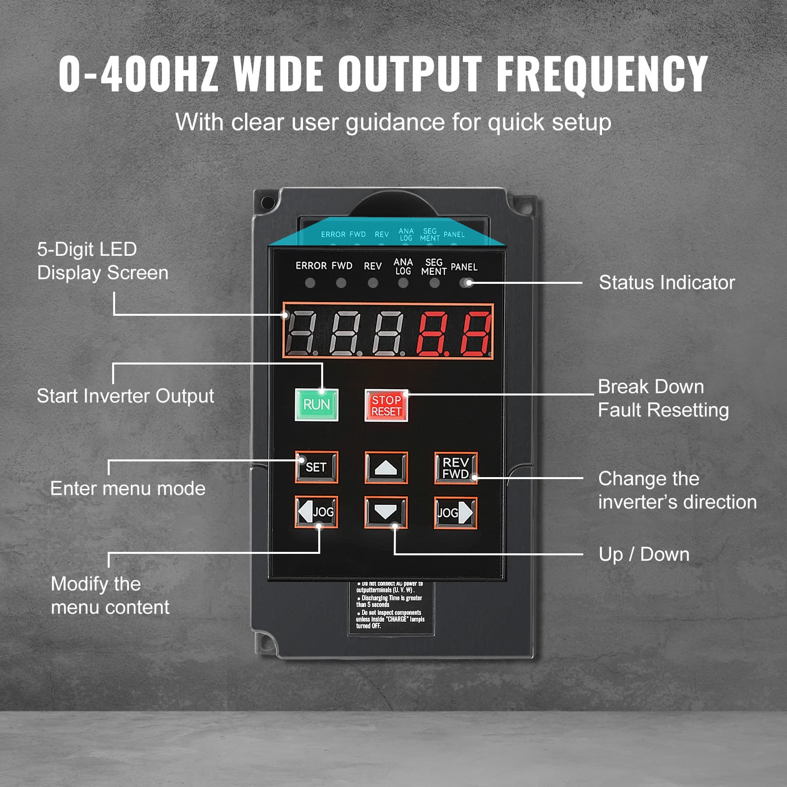 Uimoso 2HP 1.5KW VFD Variable Frequency Drive 220V 1 or 3 Phase Convert 0-400Hz 3