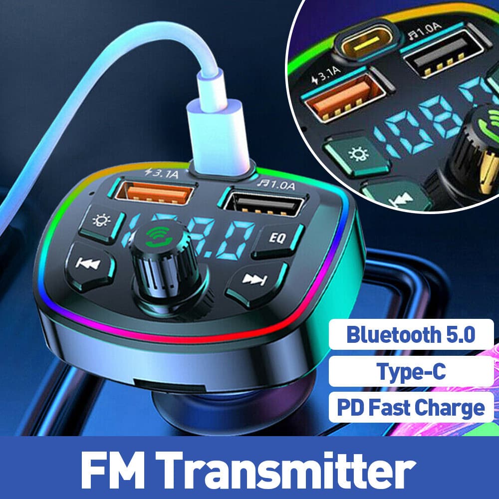 Bluetooth 5.0 Car Wireless FM Transmitter Adapter 2USB PD Charger Hands-Free ✎ 3