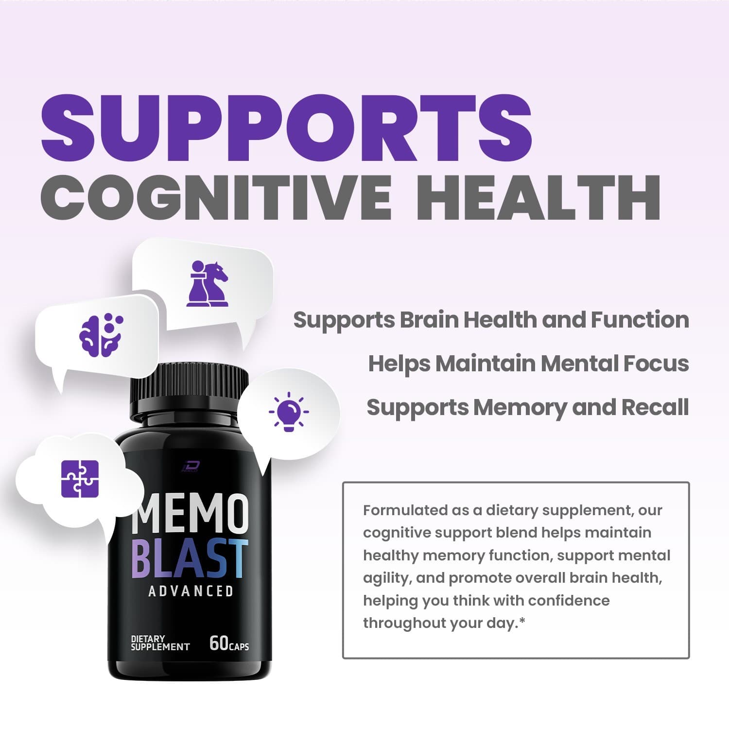 (3 Pack) Memo Blast Supplement Capsules – MemoBlast Natural Blend Memory Focus 3