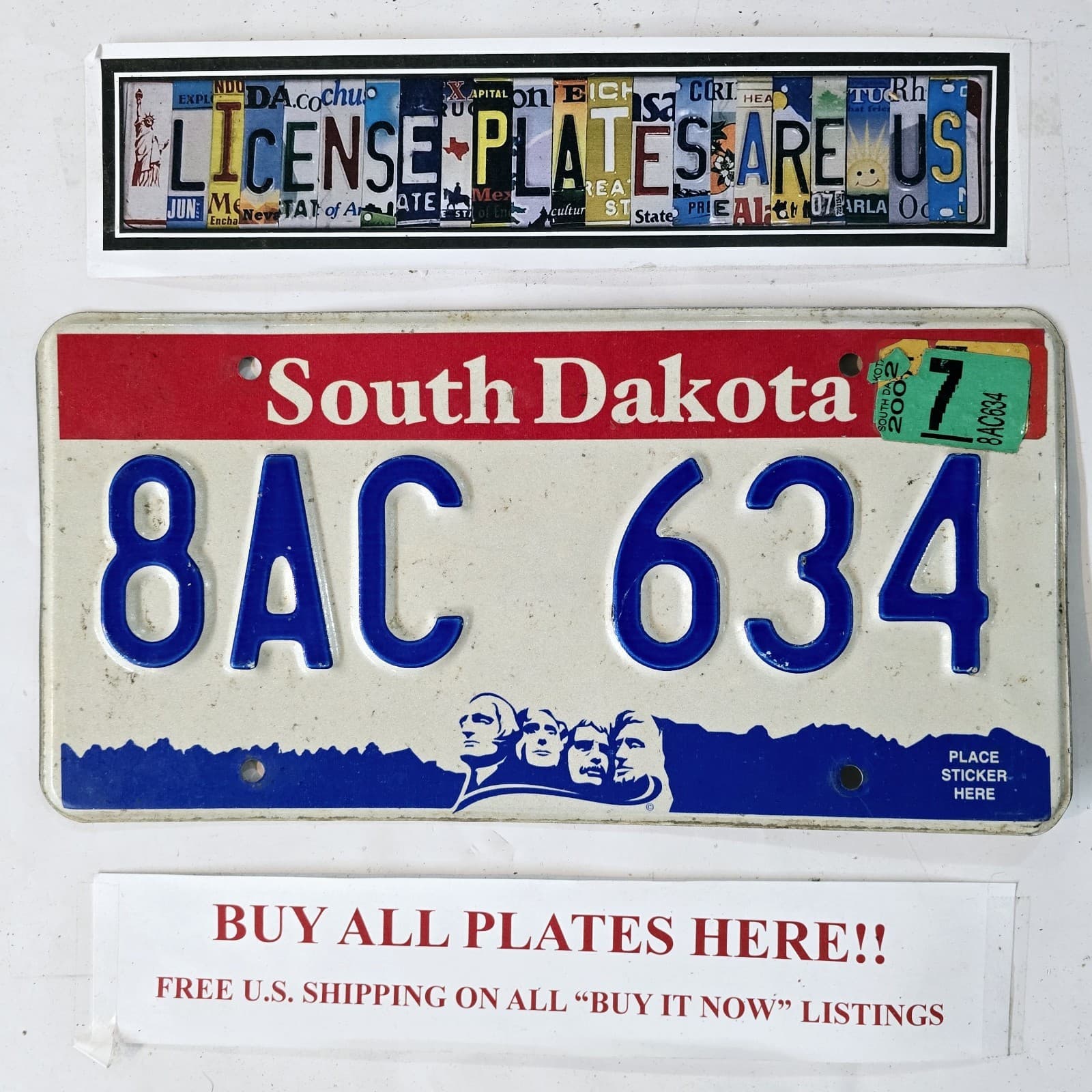 SOUTH DAKOTA LICENSE PLATE 🔥FREE 📬🔥 8AC 634 ~ 2002 MT. RUSHMORE GRAPHIC TAG