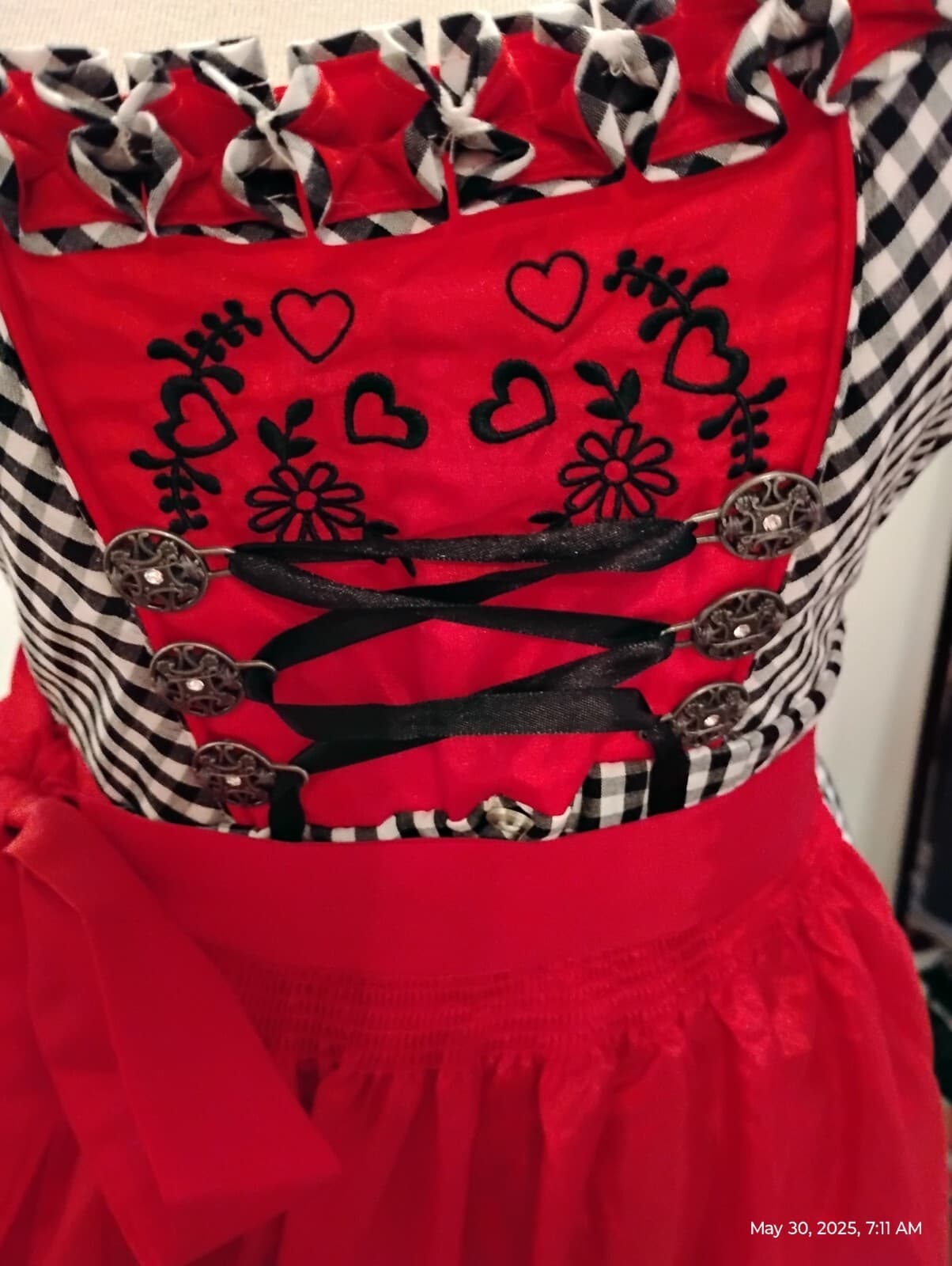 sz 4,NEW! Germany,Trachten,Oktoberfest,Dirndl Dress,3-pc,Black/RED FREE Blouse 2