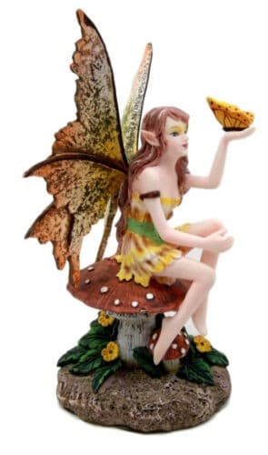 Amy Brown Tropical Sunny Yellow Butterfly Fairy Enchanted Forest Figurine 6.25" 2