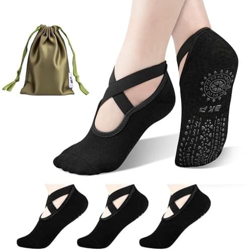  Yoga Socks For Women,Non slip Grip Pilates Socks Suitable For  2