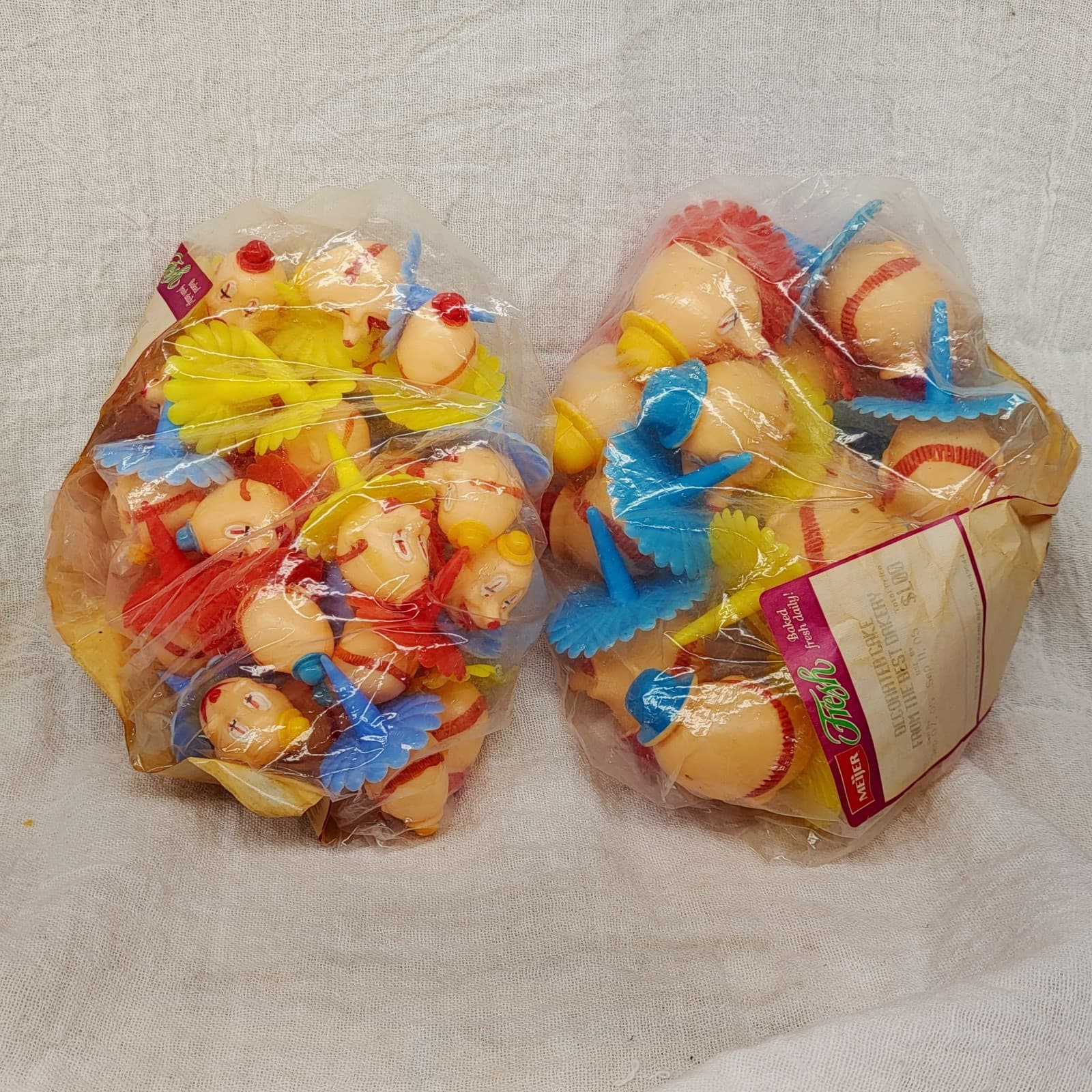 Lot of 36 Vintage Clown Cake Cupcake Picks 12 Large 24 Small New in Bags