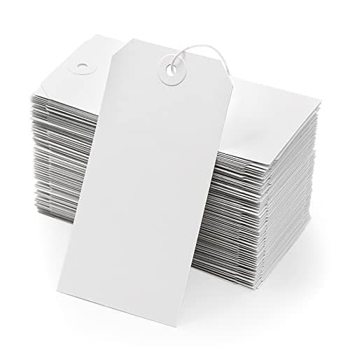 White Blank Shipping Tags with String -  Pcs Strung Cardstock 12cm x 6cm 120 2