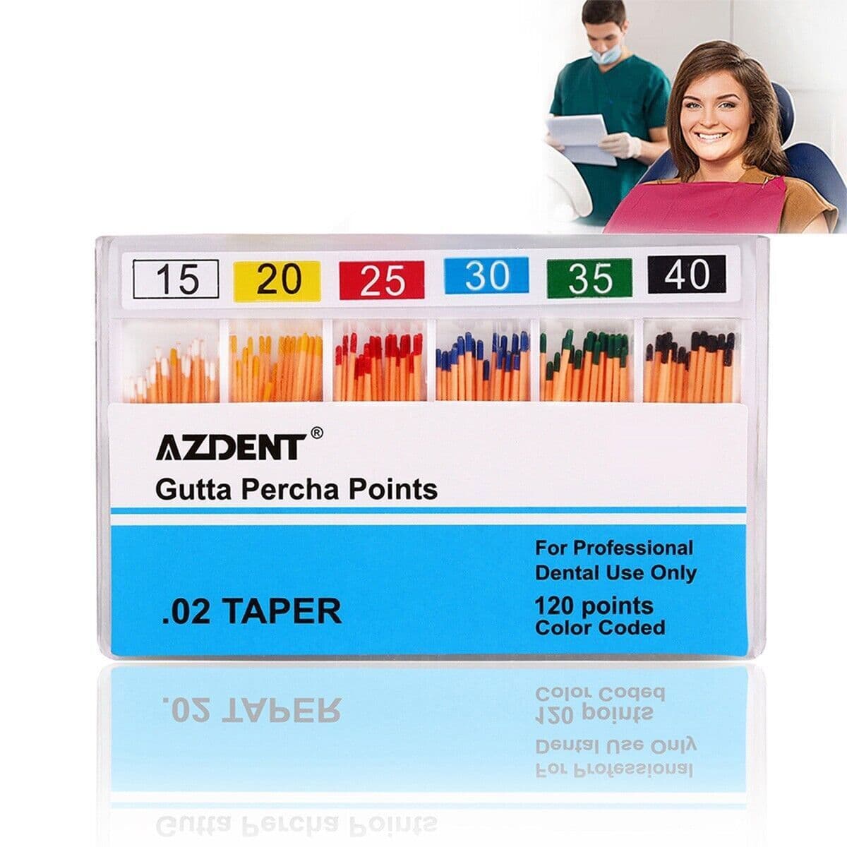 10 X Puntas de Gutapercha Dental GP 0.02 Taper 15-40# puntas de papel absorbente 3