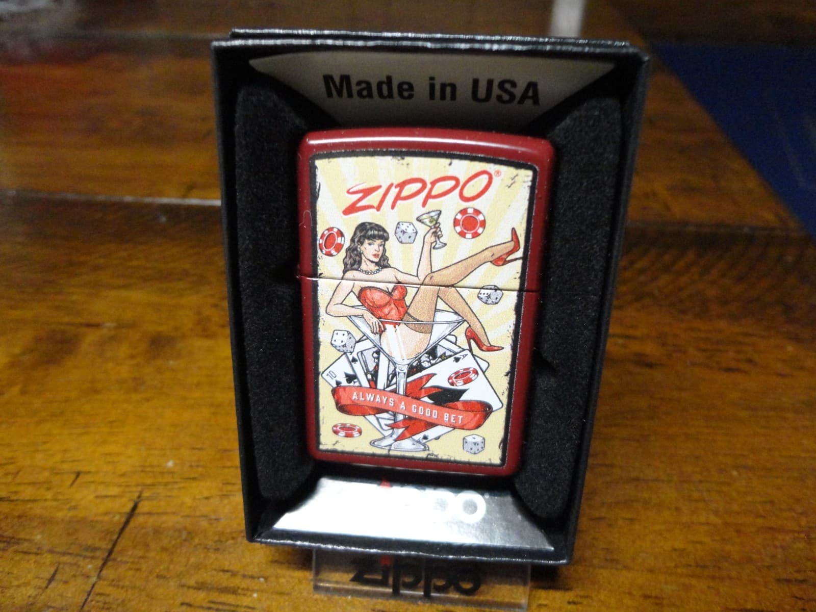PINUP GIRL ZIPPO ALWAYS A GOOD BET CASINO ZIPPO LIGHTER MINT IN BOX