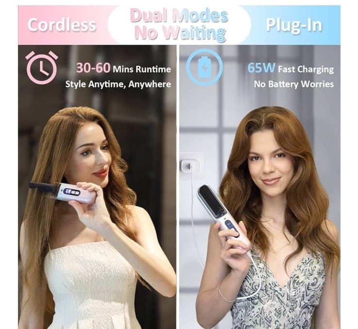 BEAUTYOVO Travel TSA-Friendly Cordless Hair Straightener/Comb/Curler Open Box 4