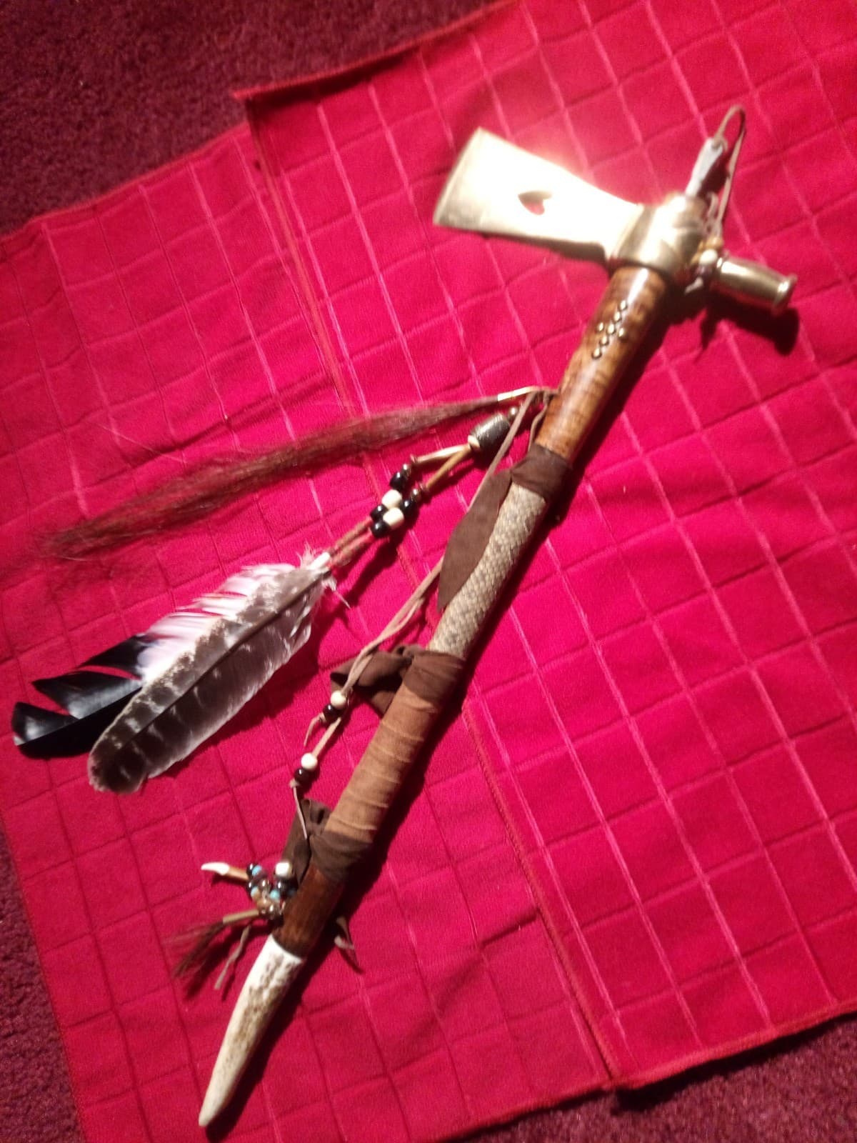 Massive !! 24.5 Inch Long ,Brass Peace Pipe Tomahawk  3