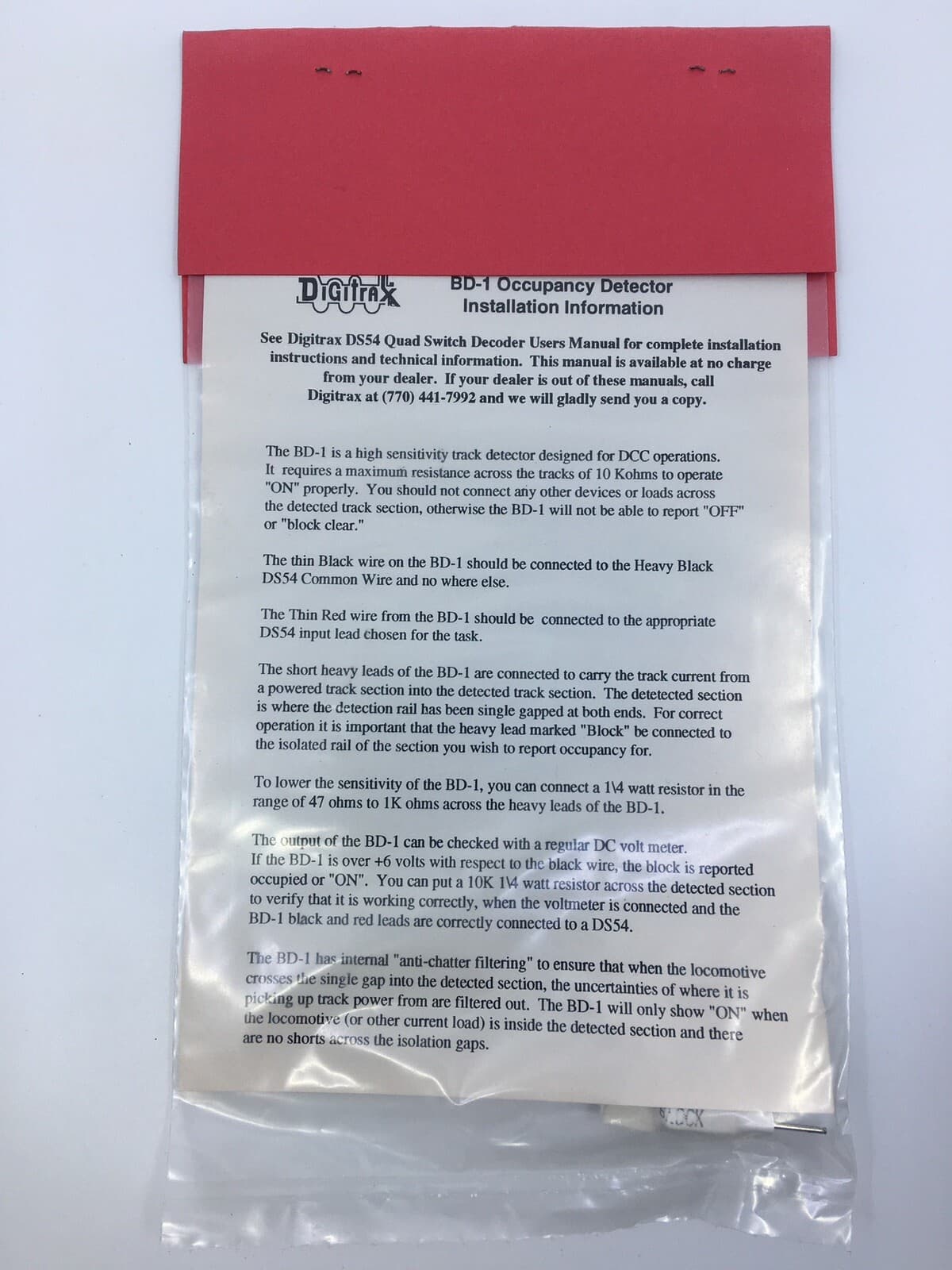 Digitrax BD-1 Block Occupancy Detector For Use With LocoNet 2