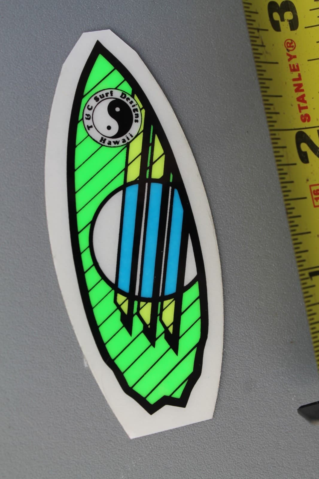 T&C Town Country Surfboards Clear Neon Green OG 80's V3A Vintage Surfing STICKER 2
