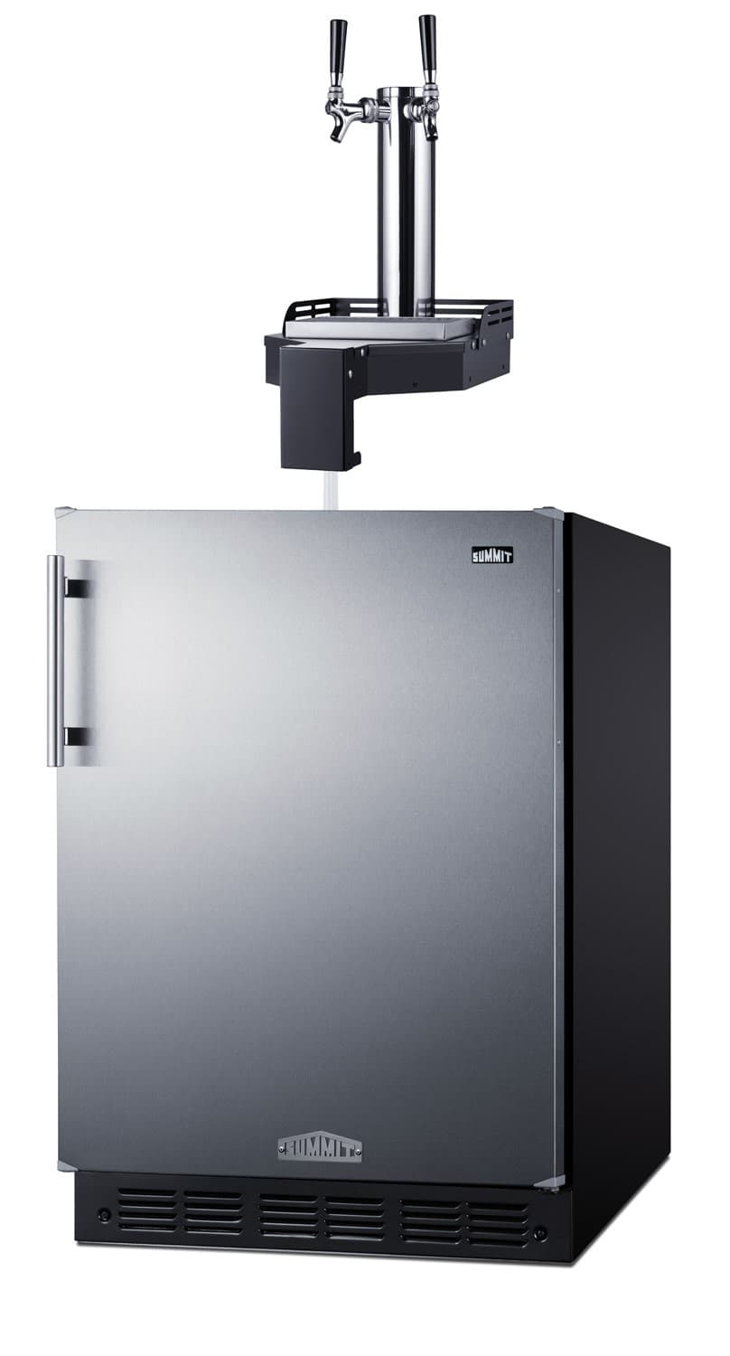 Summit SBCFLTWADA 24"W 5.8 Cu. Ft. Built-In Double Tap Kegerator - Stainless 3