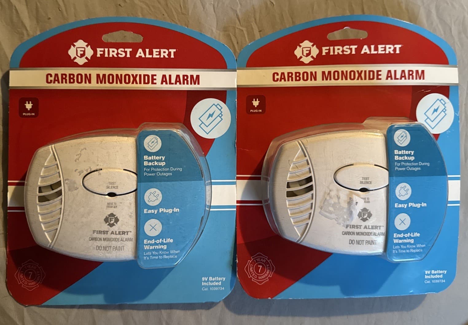 2- First Alert Carbon Monoxide Alarms, Easy Plug-In Battery B/U (1039734)