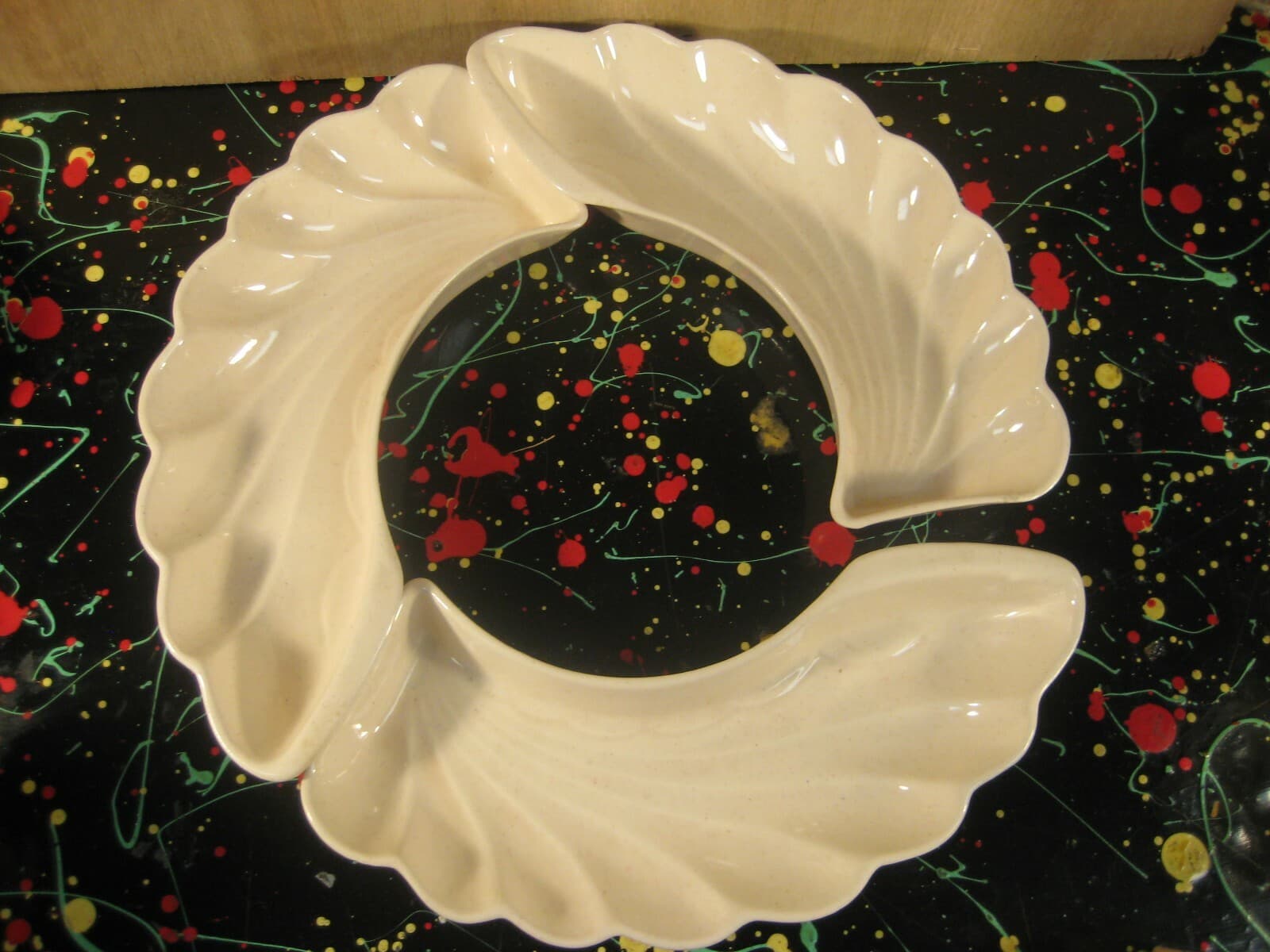 Lane & Co 4pc Crudites Set Vegetable Trays + Relish Dish California Pottery 2