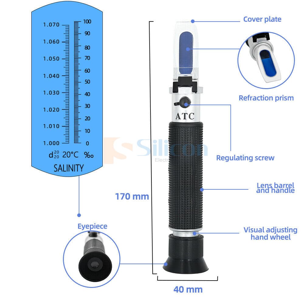 Salinity Refractometer Meter Water Reader Marine 0~10% Salt Aquarium Test Tester 5