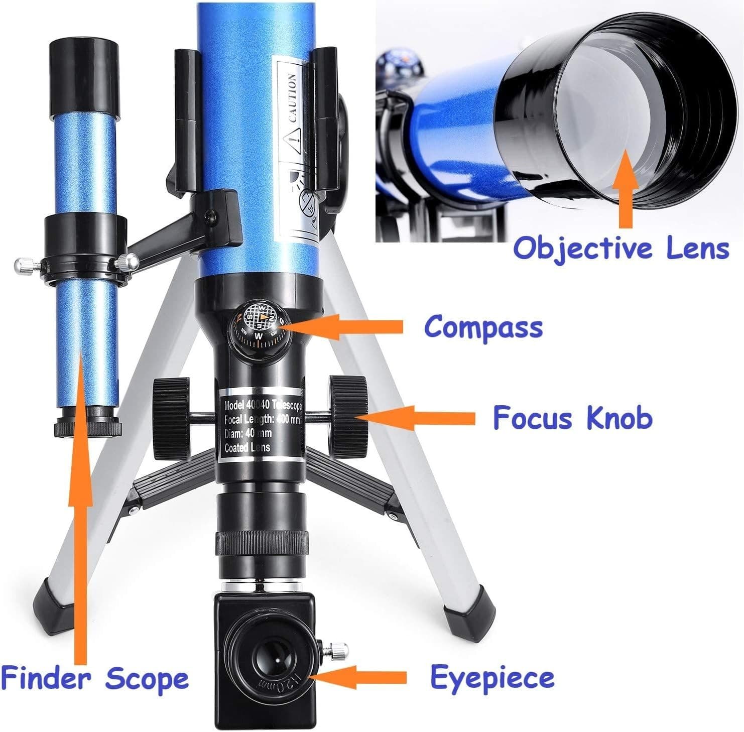 "Telescopio Astronomico Profesional Astronomical 40 Mm Refractor Con 3 Oculares 4