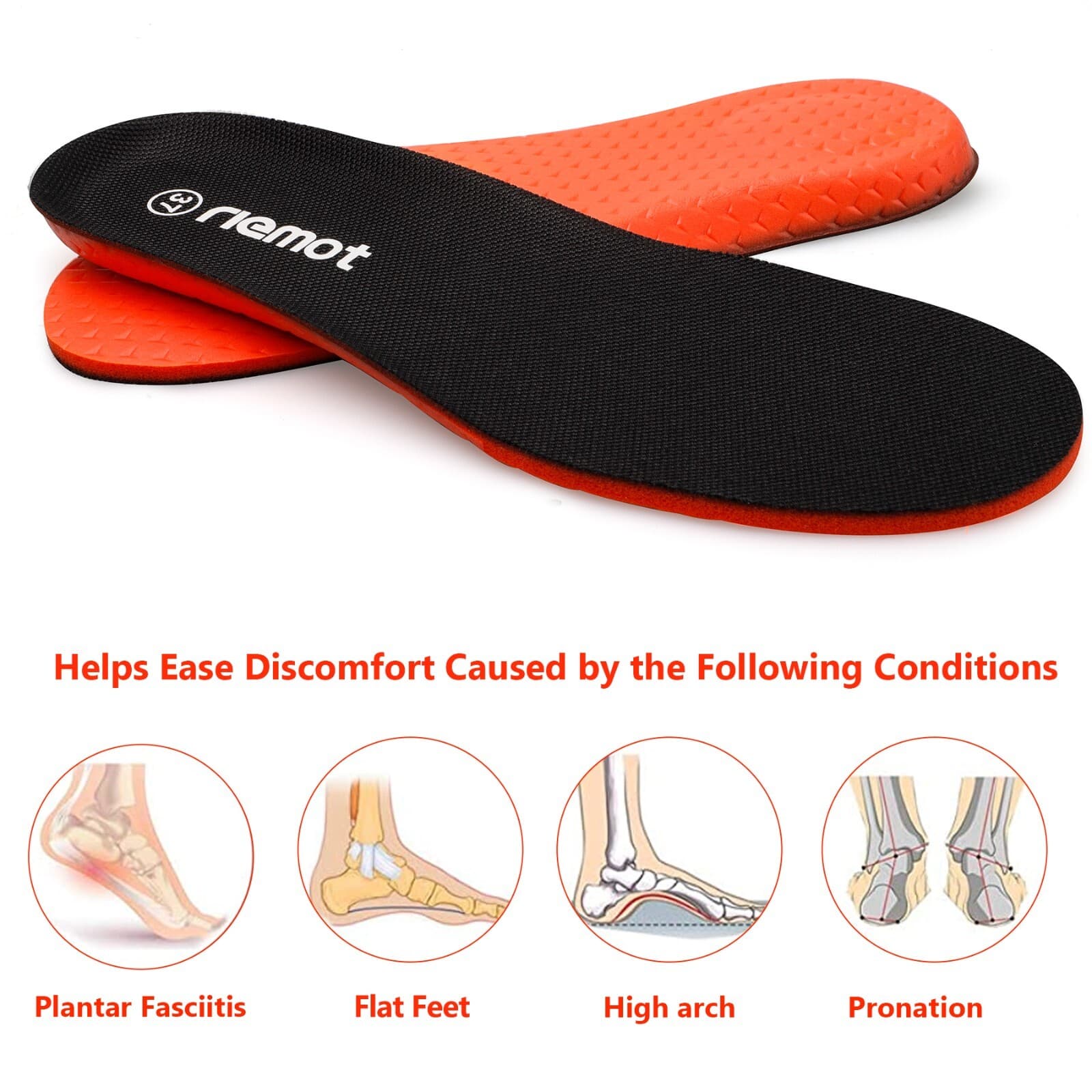 Arch Support Insoles for Men Gel Sport Shoe Inserts for Sneakers Work Boots 4