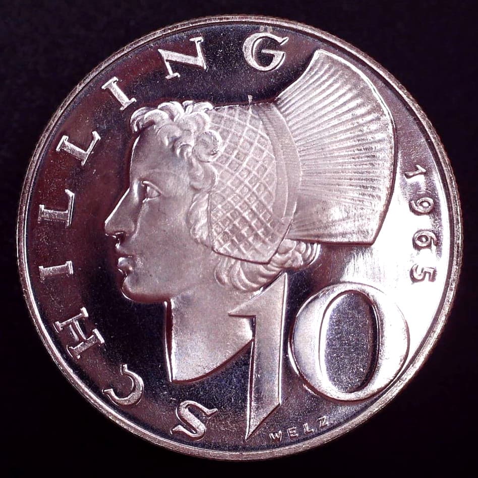 1965 Austria 10 Schilling Silver Coin - Uncirculated