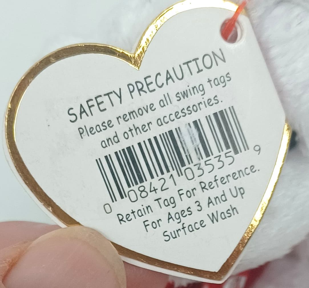 Vintage 2000 Ty Jingle Beanie Baby Holiday White Teddy Bear 5" with Tag & Scarf 4