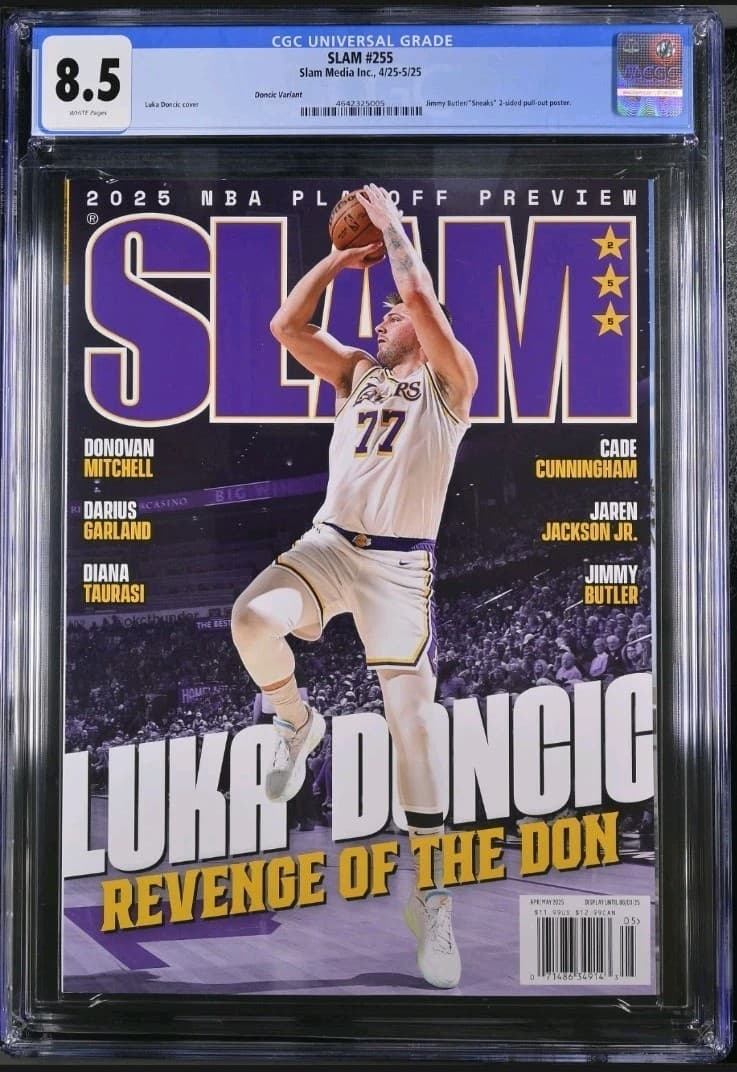 2025 SLAM Magazine #255 Luka Doncic Los Angeles Lakers Uniform Graded CGC 8.5