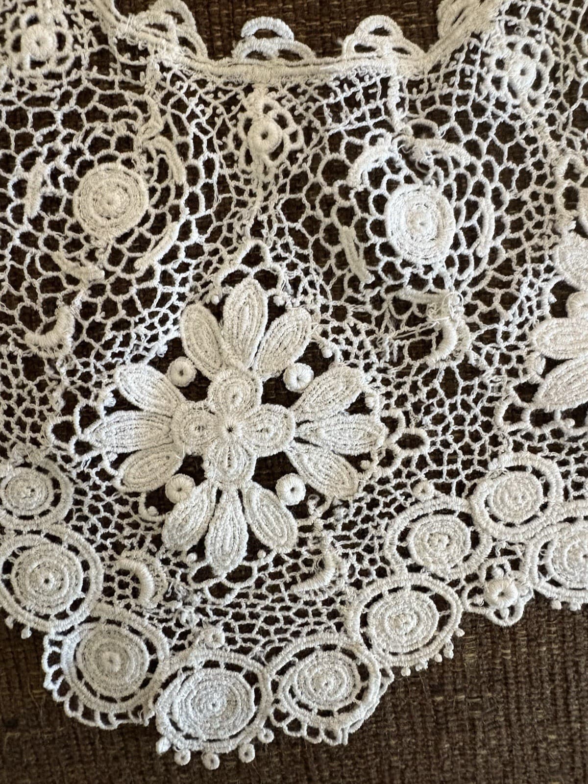VICTORIAN LACE COLLAR FINE INTRICATE FLORAL NEEDLEWORK Ivory 3
